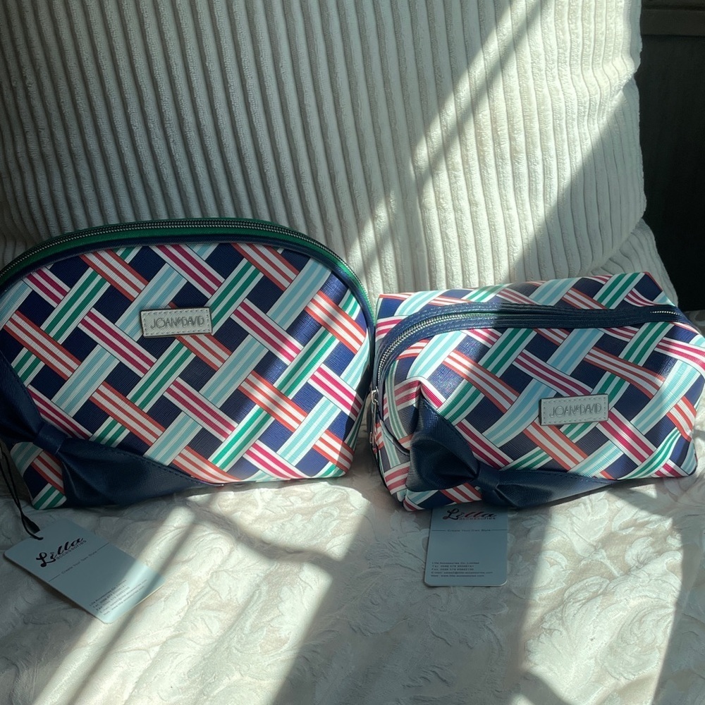1279. Joan and David Colorful Geometric Cosmetic and Toiletry Bag Set